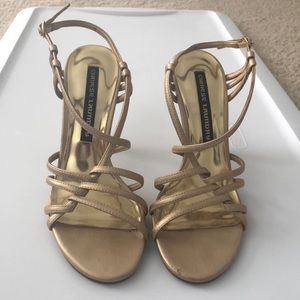 Gold scrappy heels, size 7